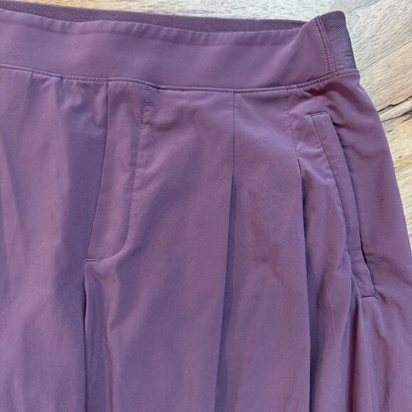 Athleta Brooklyn Heights High Rise Pleated Wide Leg Pant Purple Mauve -Size 12 - Picture 4 of 12